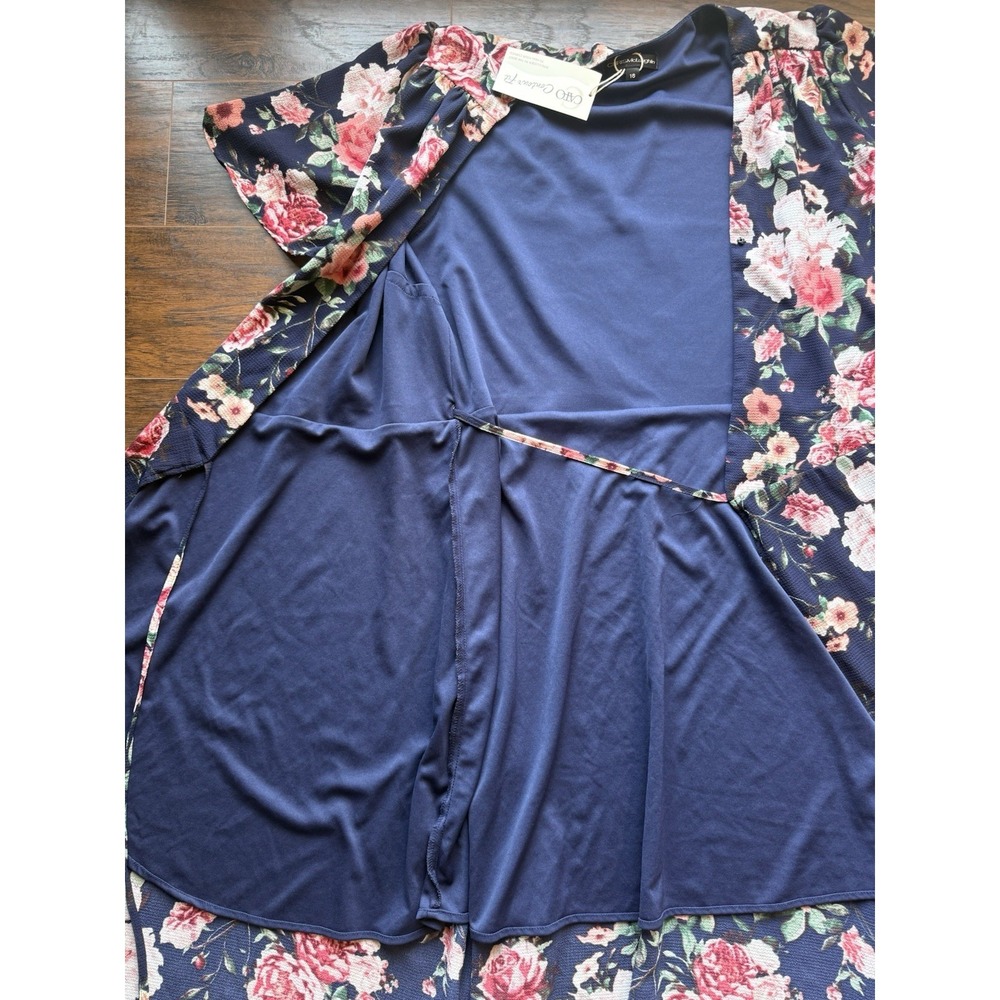 Cato Contour Fit Floral Wrap Dress Women Plus Size 18 NWT Navy Pink Midi Cottage - Picture 6 of 7
